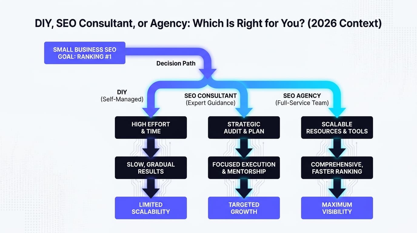 DIY, SEO Consultant, or Agency: Which Is Right for You? illustration